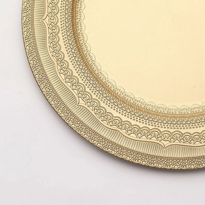 Home Collection 6-Pack 13" Round Acrylic Charger Plates – Lace Embossed Rim Decorative Chargers