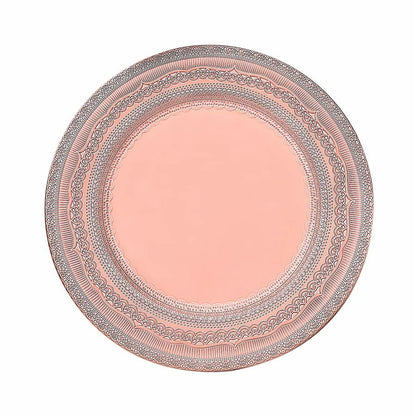 Home Collection 6-Pack 13" Round Acrylic Charger Plates – Lace Embossed Rim Decorative Chargers