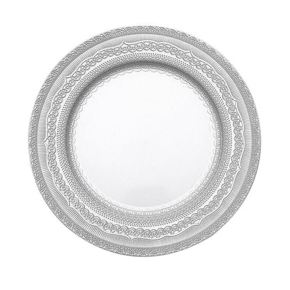 Home Collection 6-Pack 13" Round Acrylic Charger Plates – Lace Embossed Rim Decorative Chargers