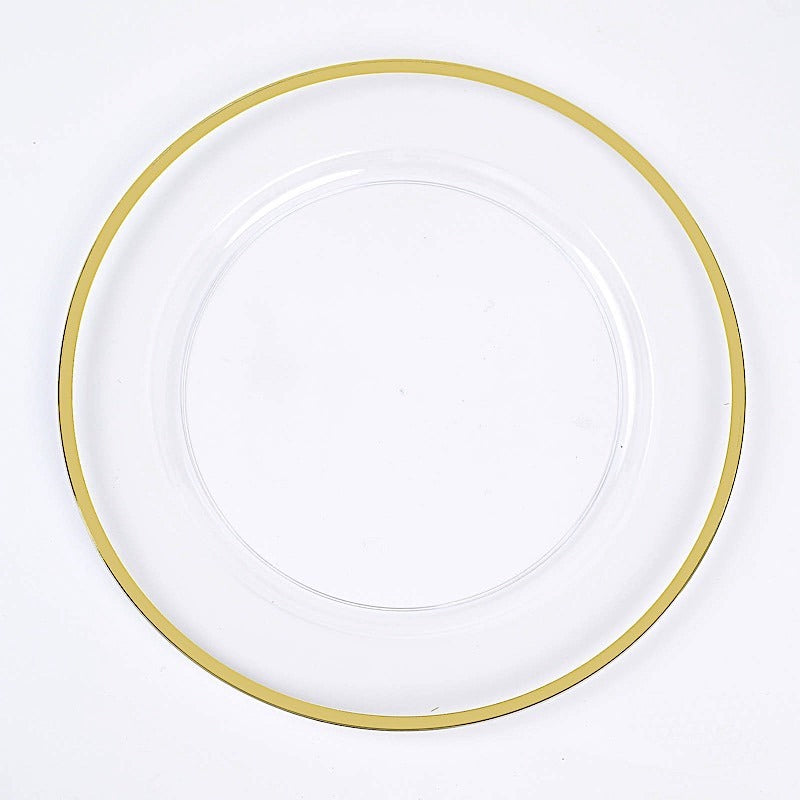 Home Collection 10-Pack 12-Inch Round Heavy Duty Plastic Charger Plates with Metallic Rim