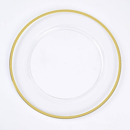 Home Collection 10-Pack 12-Inch Round Heavy Duty Plastic Charger Plates with Metallic Rim