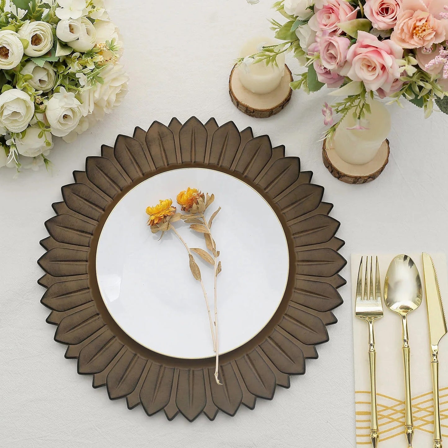 Home Collection 6-Pack Sunflower Design Round Dinner Charger Plates 13"