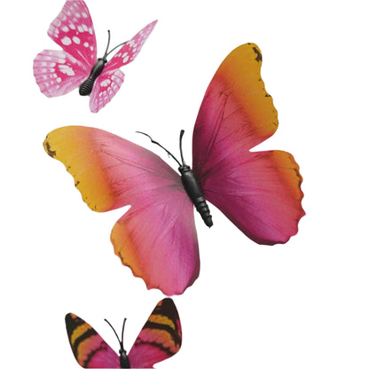 24 Pcs Pink 3D Butterfly Wall Decals