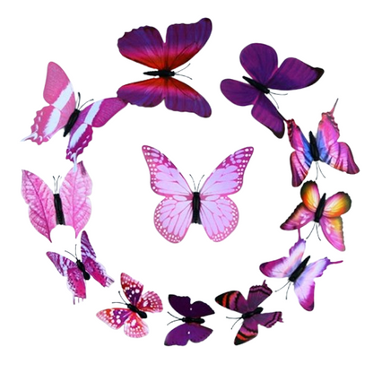 Home Collection 24Pcs Assorted Purple 3D Butterfly Wall Stickers