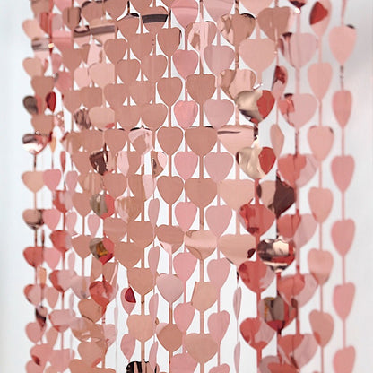 Home Collection 3 ft x 6.5 ft Metallic Heart Foil Tassel Fringe Backdrop Curtain