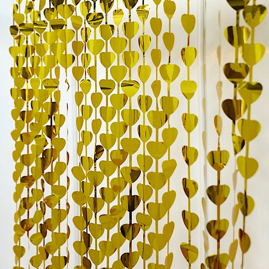Home Collection 3 ft x 6.5 ft Metallic Heart Foil Tassel Fringe Backdrop Curtain