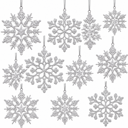 Home Collection Pack of 36 Christmas Snowflake Ornaments Plastic Hanging Winter Holiday Decorations
