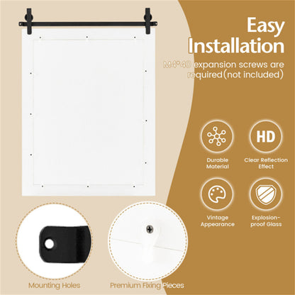 30" x 22" Natural Wall Mount Mirror with Solid Wood Frame