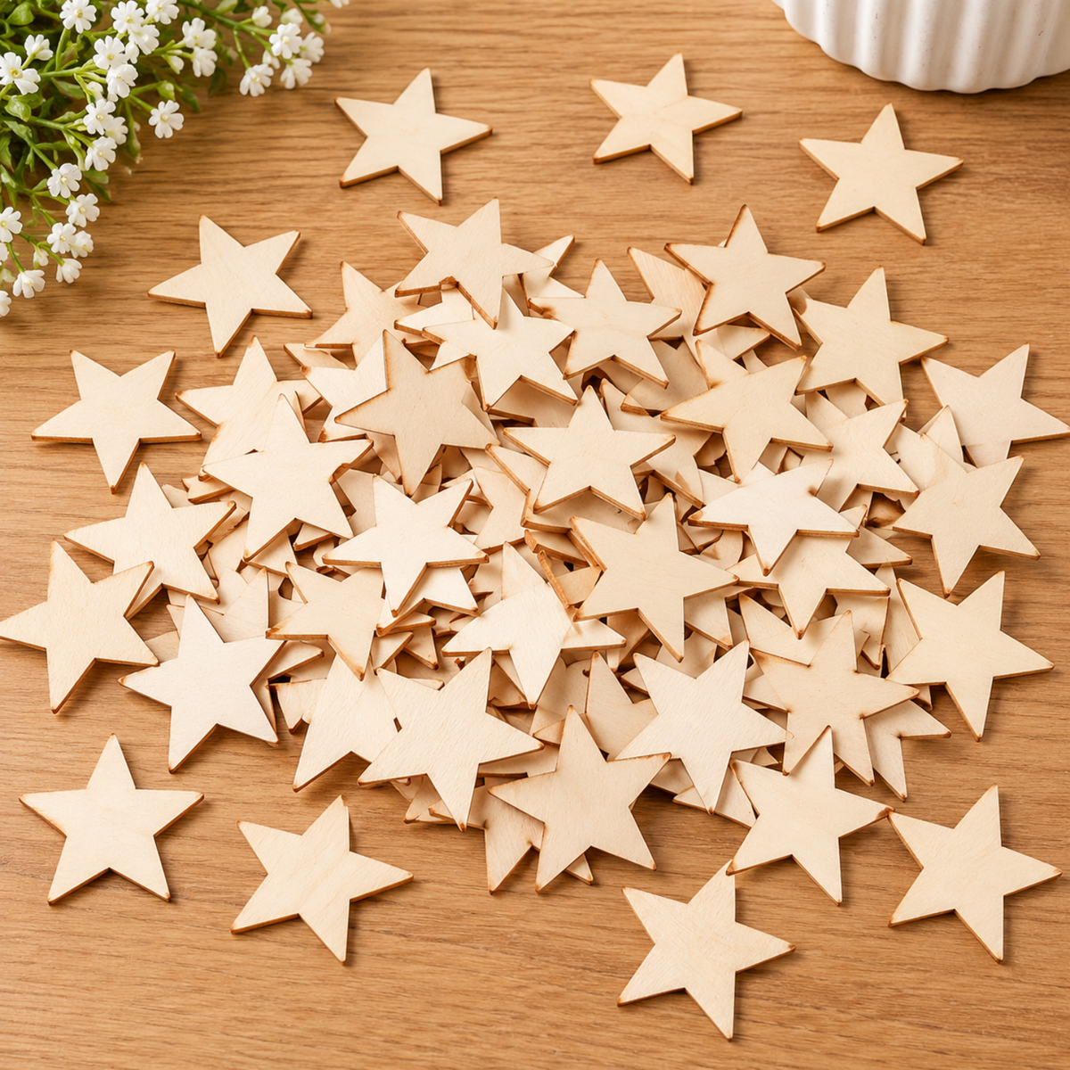 Home Collection 100Pcs Unfinished Wooden Stars for Crafts