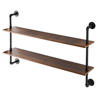 2-Tier Industrial Pipe Wall Shelf
