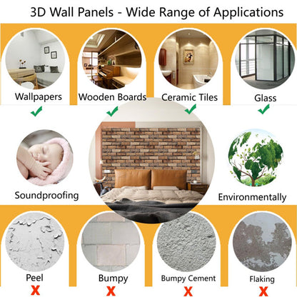 20-Pack 3D Brick Wall Stickers
