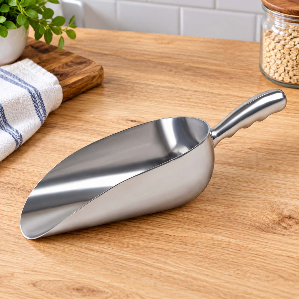 Home Collection 2Pcs 12 oz Cast Aluminum Ice Scoop, Dry Goods & Candy Bin Scoop