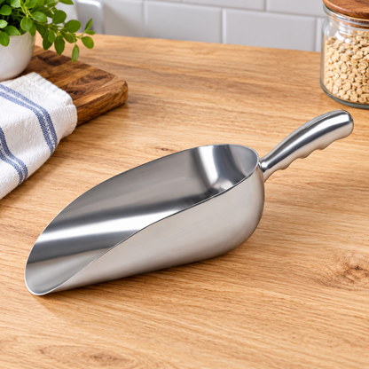 Home Collection 2Pcs 12 oz Cast Aluminum Ice Scoop, Dry Goods & Candy Bin Scoop