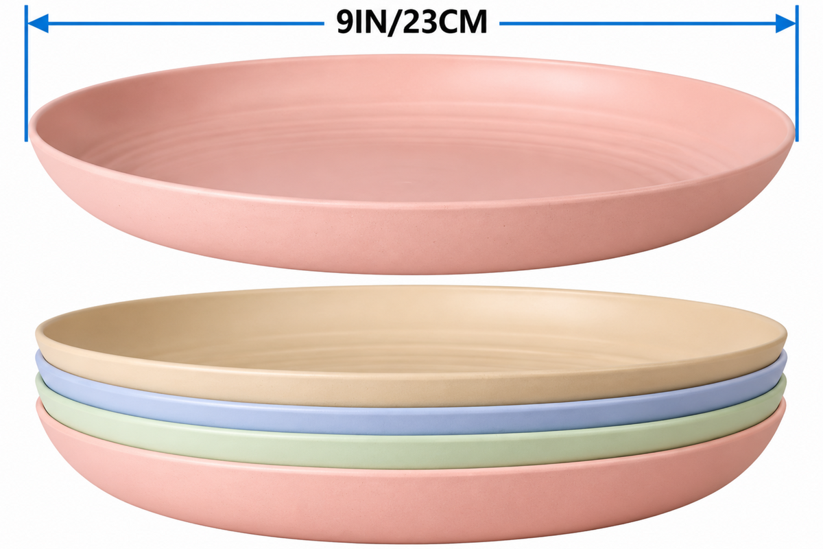Home Collection 4Pcs Unbreakable Wheat Straw Plates 9"