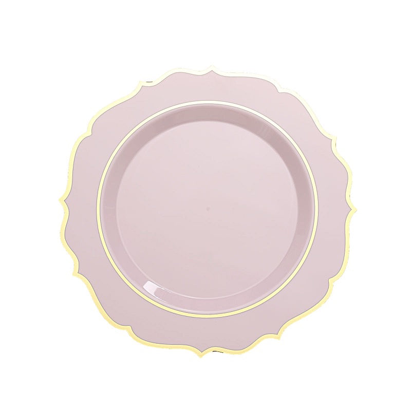 Home Collection Disposable Plastic Plates with Scalloped Rim