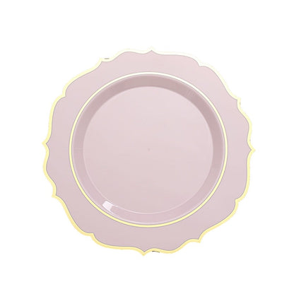 Home Collection Disposable Plastic Plates with Scalloped Rim
