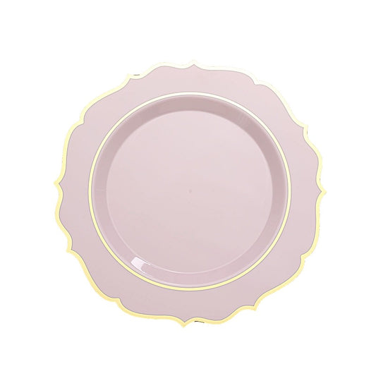 Home Collection Disposable Plastic Plates with Scalloped Rim
