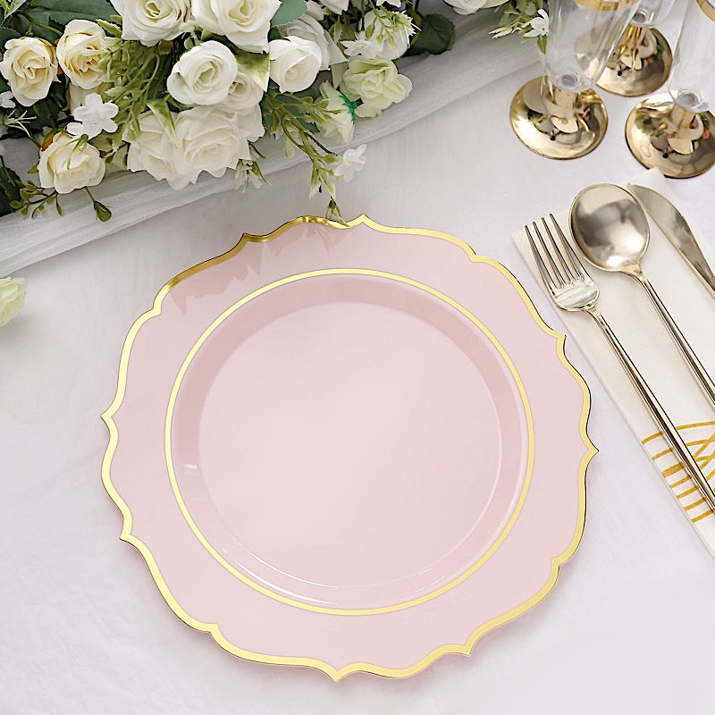 Home Collection Disposable Plastic Plates with Scalloped Rim