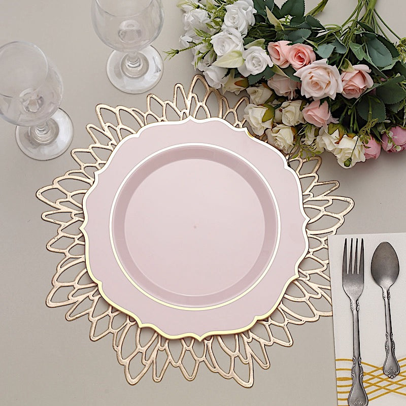 Home Collection Disposable Plastic Plates with Scalloped Rim