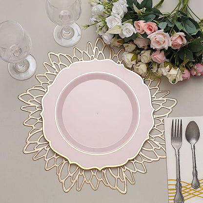 Home Collection Disposable Plastic Plates with Scalloped Rim