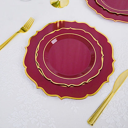 Home Collection Disposable Plastic Plates with Scalloped Rim
