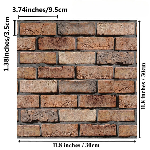 20-Pack 3D Brick Wall Stickers