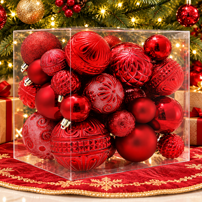 Home Collection Pack of 36 Shatterproof Christmas Ball Ornaments 6 Styles in 3 Sizes