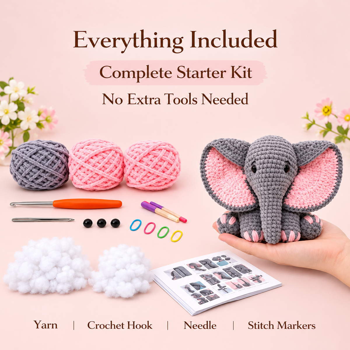 Home Collection Elephant Crochet Kit for Beginners
