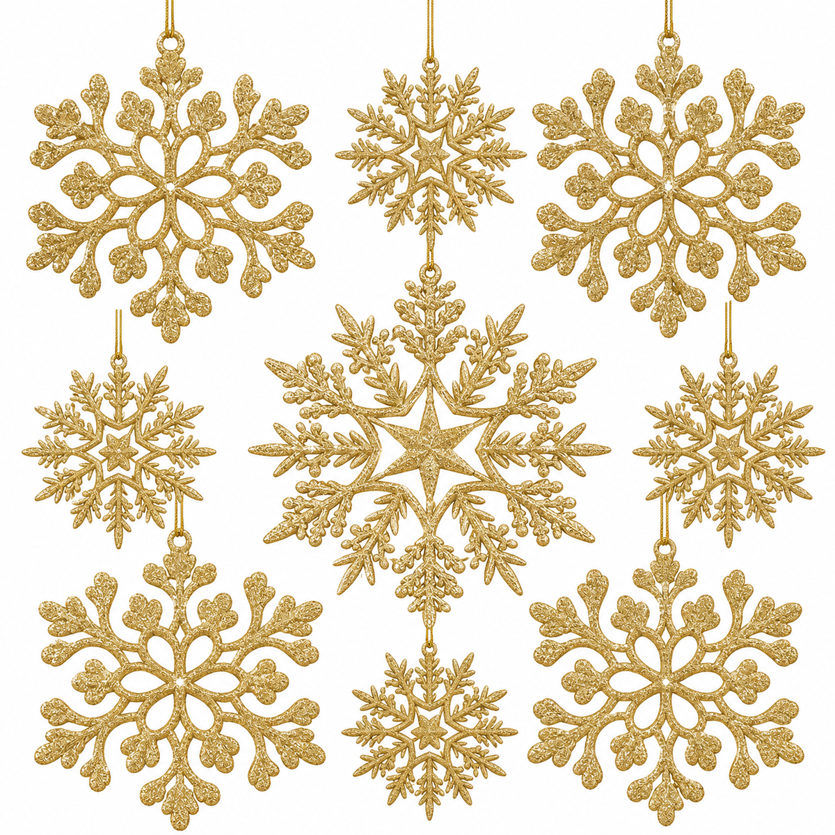 Home Collection Pack of 36 Christmas Snowflake Ornaments Plastic Hanging Winter Holiday Decorations
