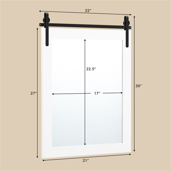 30" x 22" Natural Wall Mount Mirror with Solid Wood Frame