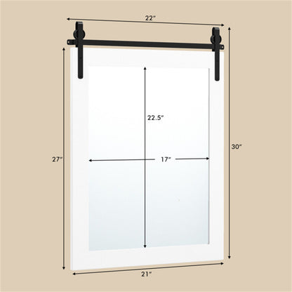 30" x 22" Natural Wall Mount Mirror with Solid Wood Frame