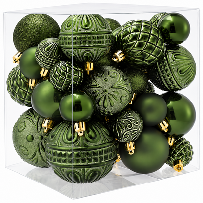 Home Collection Pack of 36 Shatterproof Christmas Ball Ornaments 6 Styles in 3 Sizes