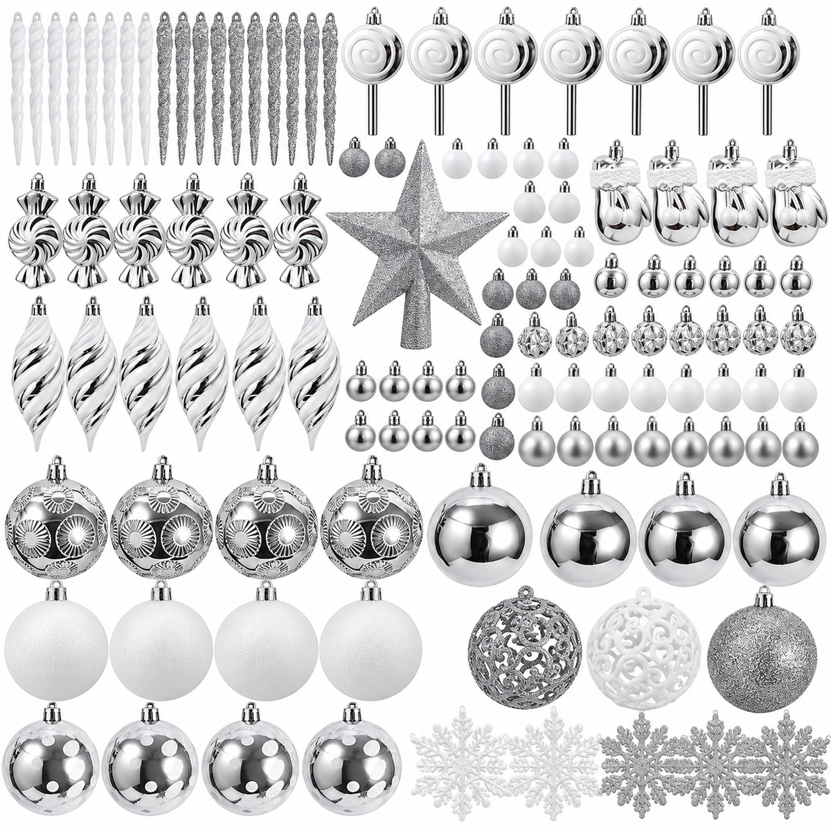 Home Collection Pack of 130 Shatterproof Christmas Ball Ornaments Assorted Holiday Tree Decorations