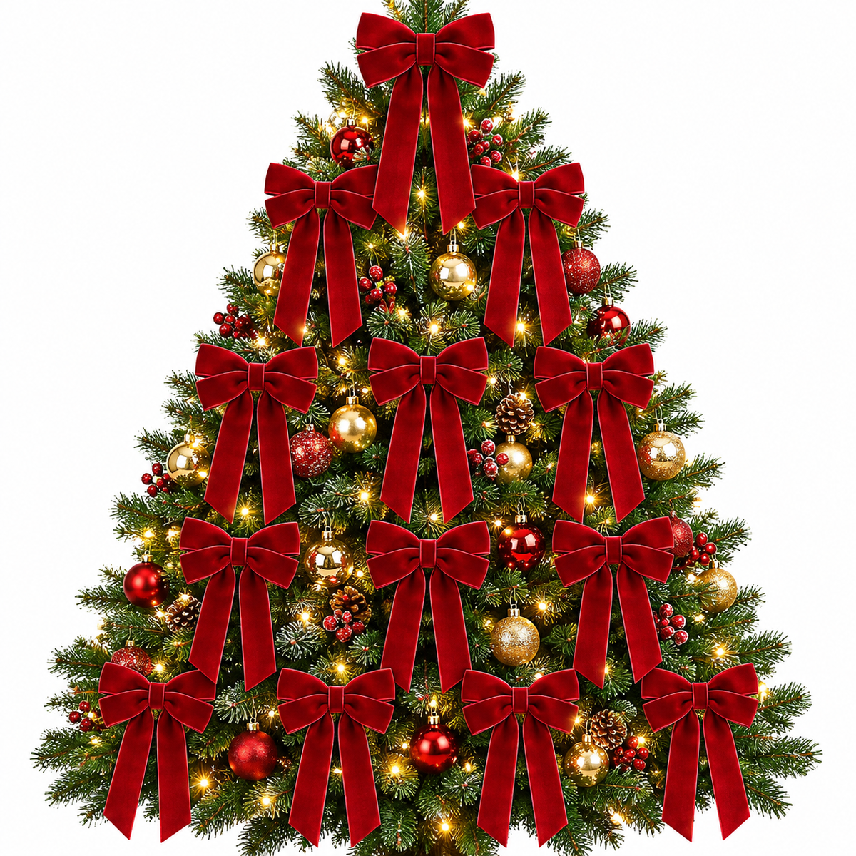 Home Collection Pack of 12 Velvet Christmas Ribbon Bows 5x10 Inch Holiday Tree Decorations