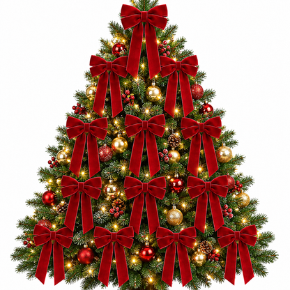 Home Collection Pack of 12 Velvet Christmas Ribbon Bows 5x10 Inch Holiday Tree Decorations