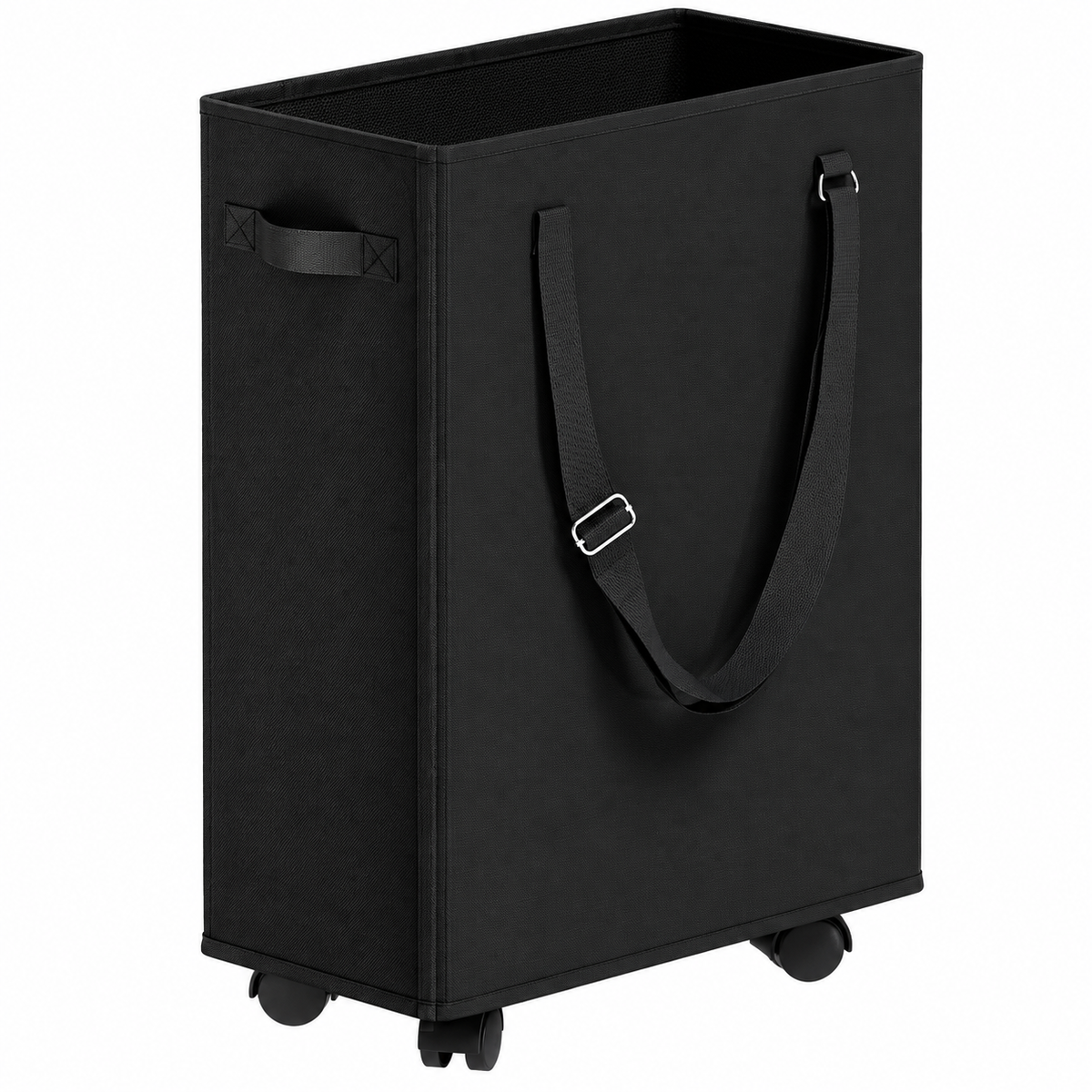 Home Collection 45L Slim Rolling Laundry Hamper with Wheels and Adjustable Handles