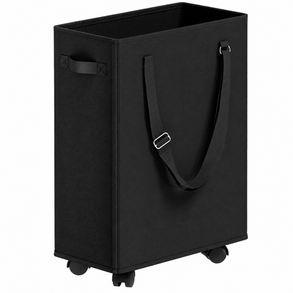 Home Collection 45L Slim Rolling Laundry Hamper with Wheels and Adjustable Handles