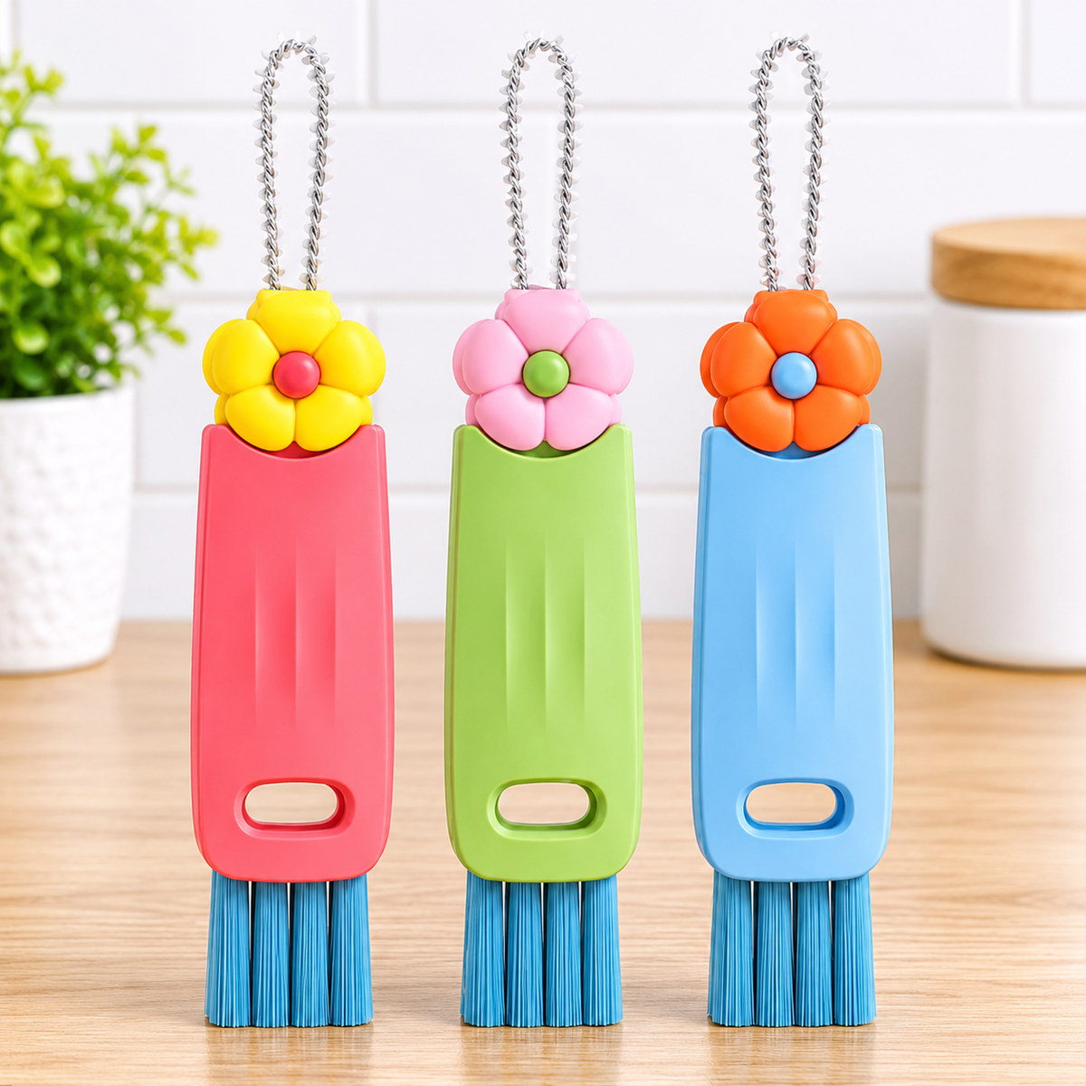 Home Collection Pack of 3in1 Bottle Cup Gap Cleaner Brush