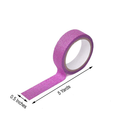 5 Hot Pink Glitter Self-Adhesive Washi Tapes