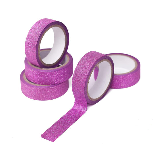 5 Hot Pink Glitter Self-Adhesive Washi Tapes