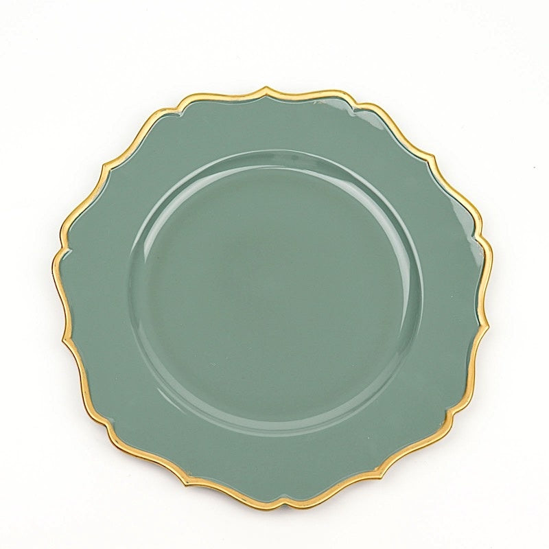 Home Collection 6 Pack 13" Acrylic Charger Plates with Scalloped Trim