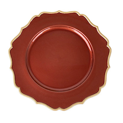 Home Collection 6 Pack 13" Acrylic Charger Plates with Scalloped Trim