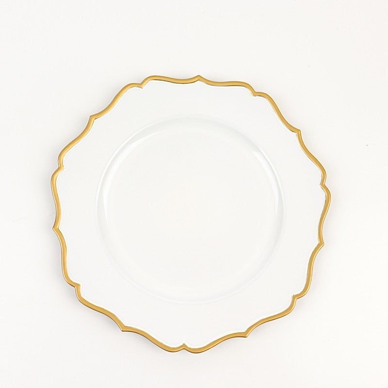 Home Collection 6 Pack 13" Acrylic Charger Plates with Scalloped Trim