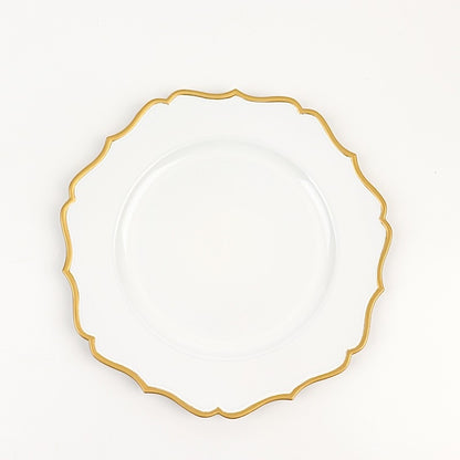 Home Collection 6 Pack 13" Acrylic Charger Plates with Scalloped Trim