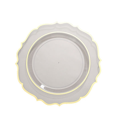 Home Collection Disposable Plastic Plates with Scalloped Rim