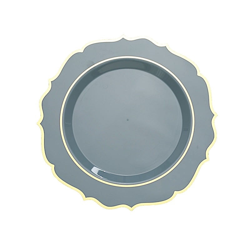 Home Collection Disposable Plastic Plates with Scalloped Rim