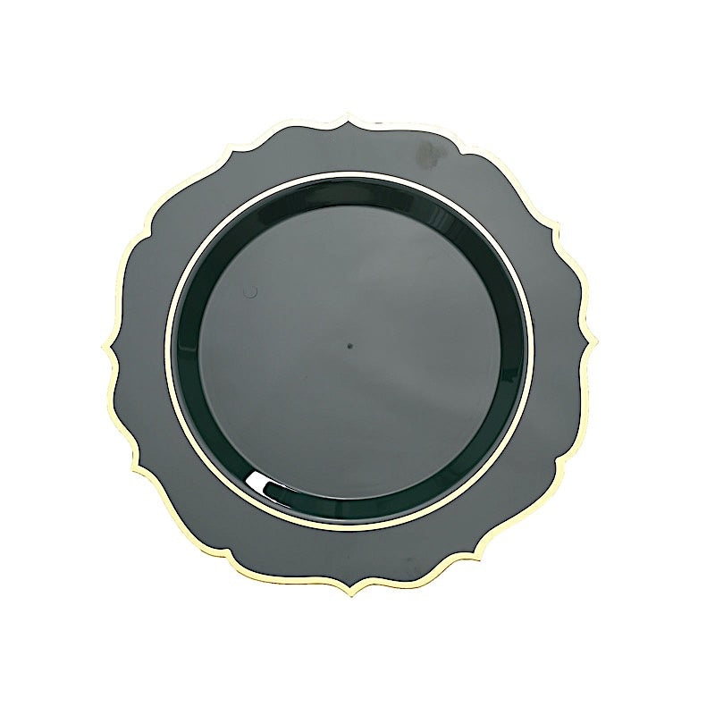 Home Collection Disposable Plastic Plates with Scalloped Rim
