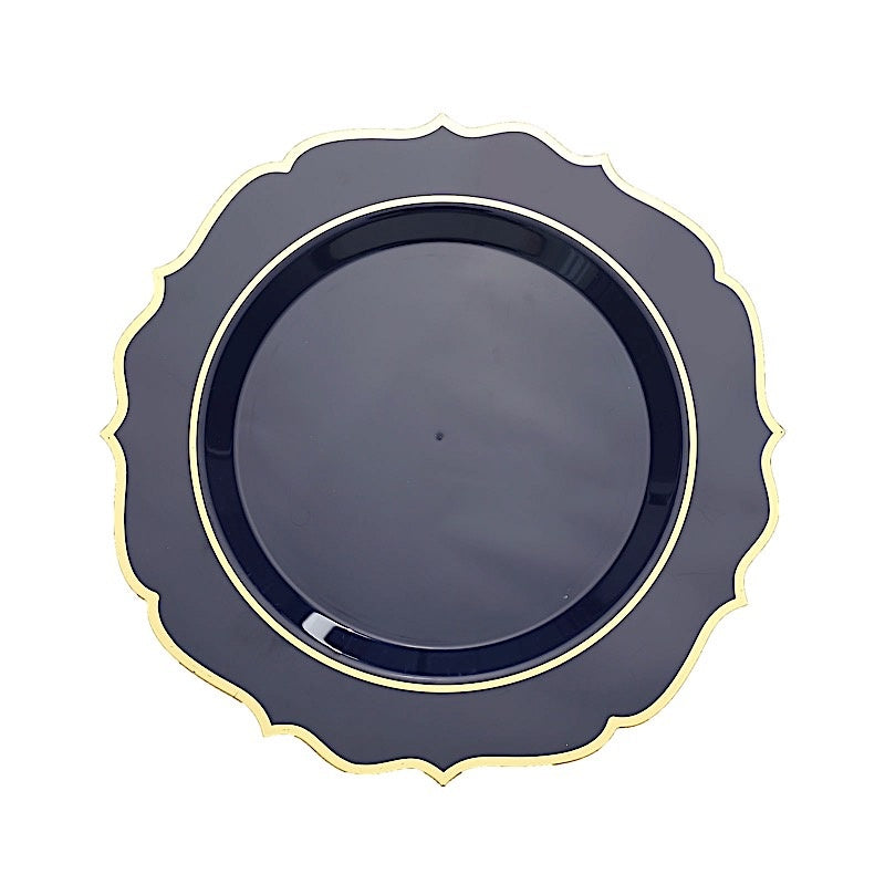 Home Collection Disposable Plastic Plates with Scalloped Rim