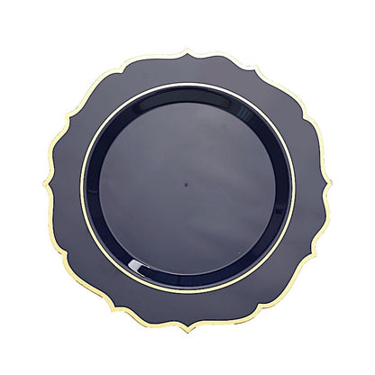 Home Collection Disposable Plastic Plates with Scalloped Rim