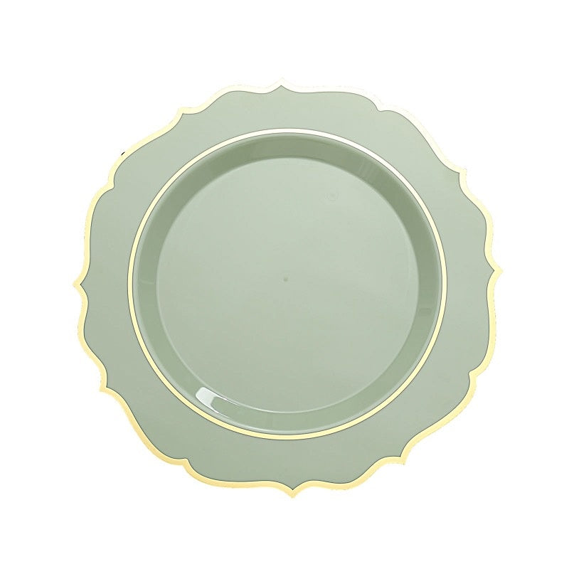 Home Collection Disposable Plastic Plates with Scalloped Rim